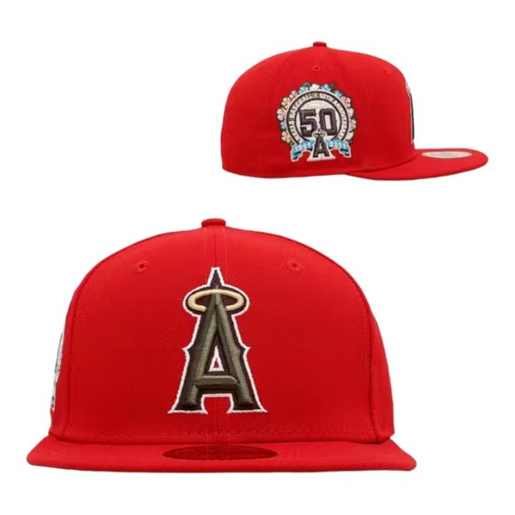 New Era Anaheim Angels Botanical 59FIFTY Fitted Hat Cap 50 Year Patch - Picture 1 of 8